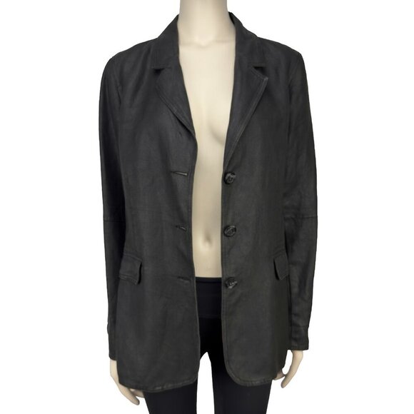M0851 Cotton Coated Contemporary Désigner Black‎ Blazer Size M - Picture 4 of 9